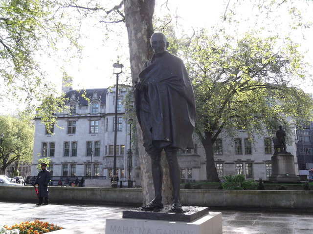 The statue of Mahatma Gandhi In Parliament Square, London
