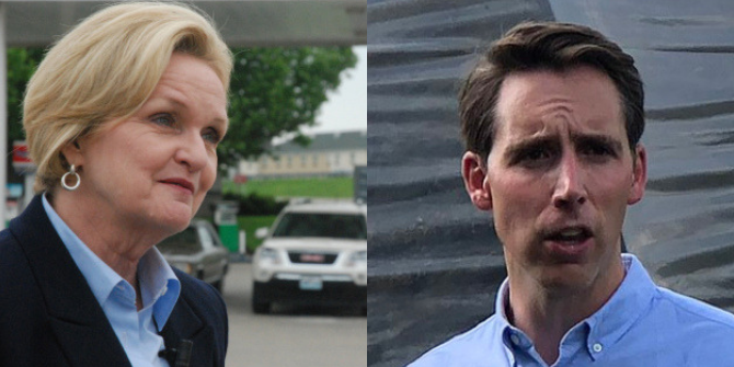 In Missouri’s Senate race, Claire McCaskill is tacking to the center to fend off Josh Hawley’s partisan warfare.